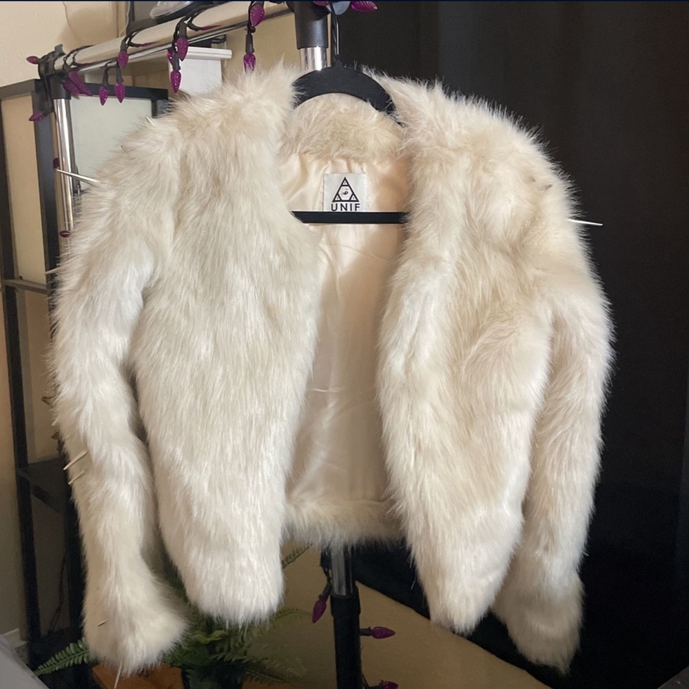 UNIF Faux Fur Jacket with Spikes